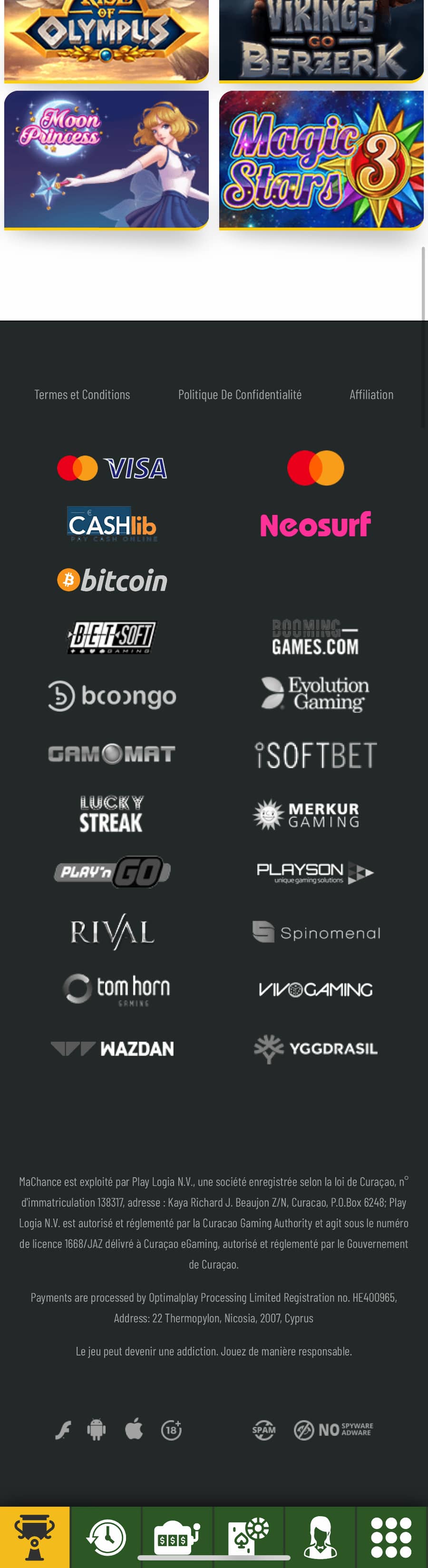 les bonus de ma chance casino