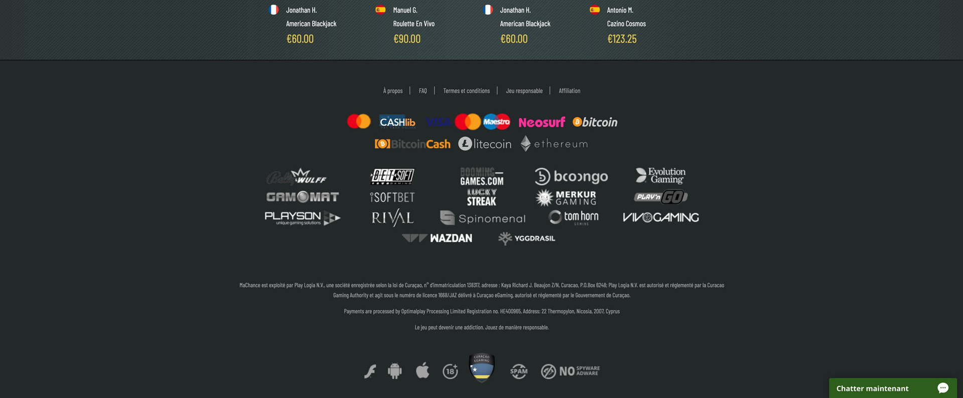 les bonus de ma chance casino